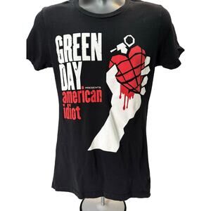 Green Day American Idiot Heart Grenade T-Shirt Black Pacific Tag Womans Small